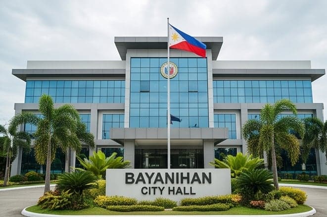 The front of Bayanihan City Hall