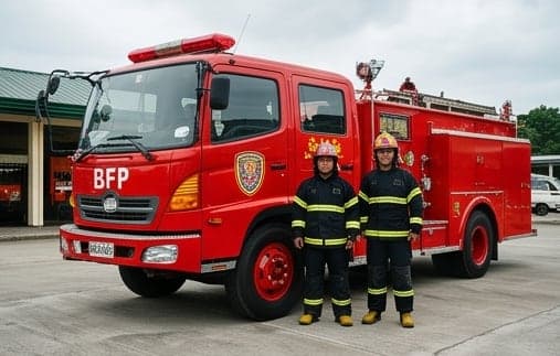 A city fire truck on standby