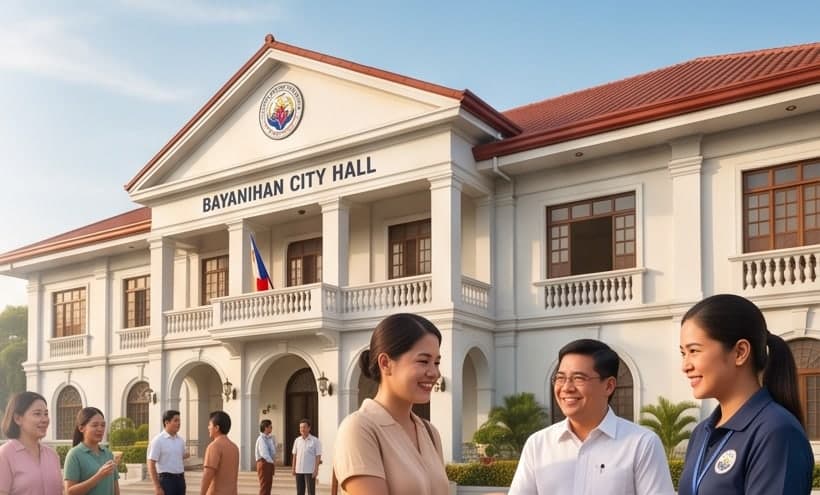 Bayanihan City Hall with residents being served