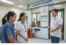 A city health worker attending to a resident